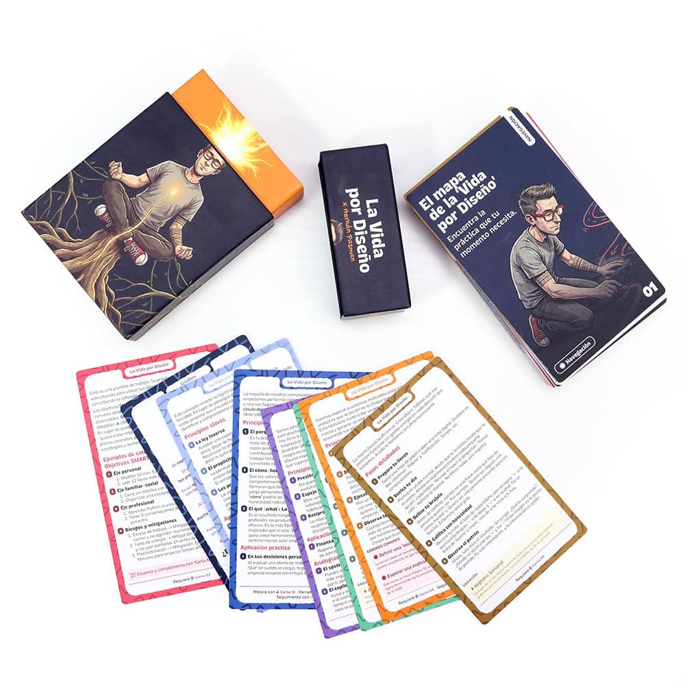 Caja y cartas del mazo La Vida por Diseño de Humani