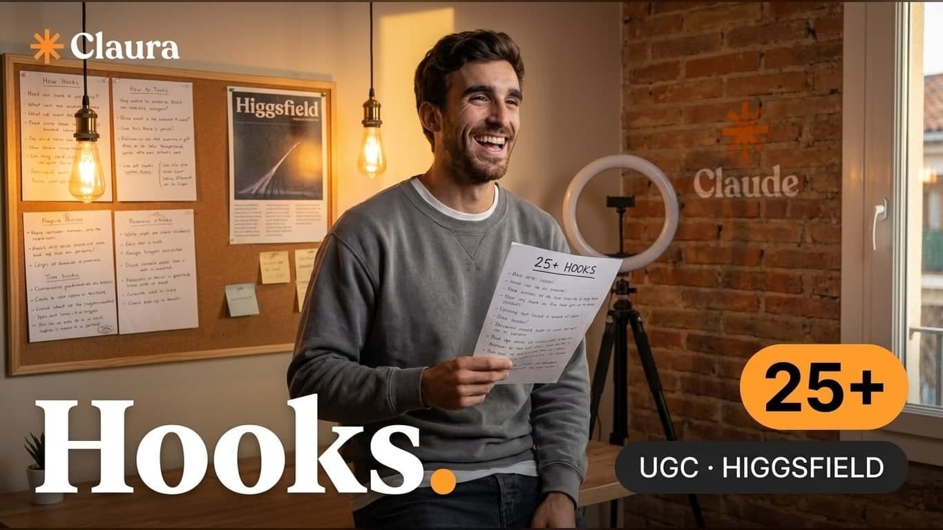 Higgsfield Hooks: 25+ ganchos UGC desde Claude en un prompt