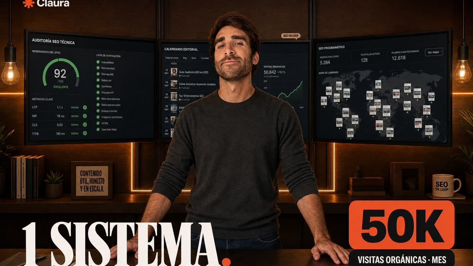 SEO programático, editorial y técnico conectados en 1 sistema